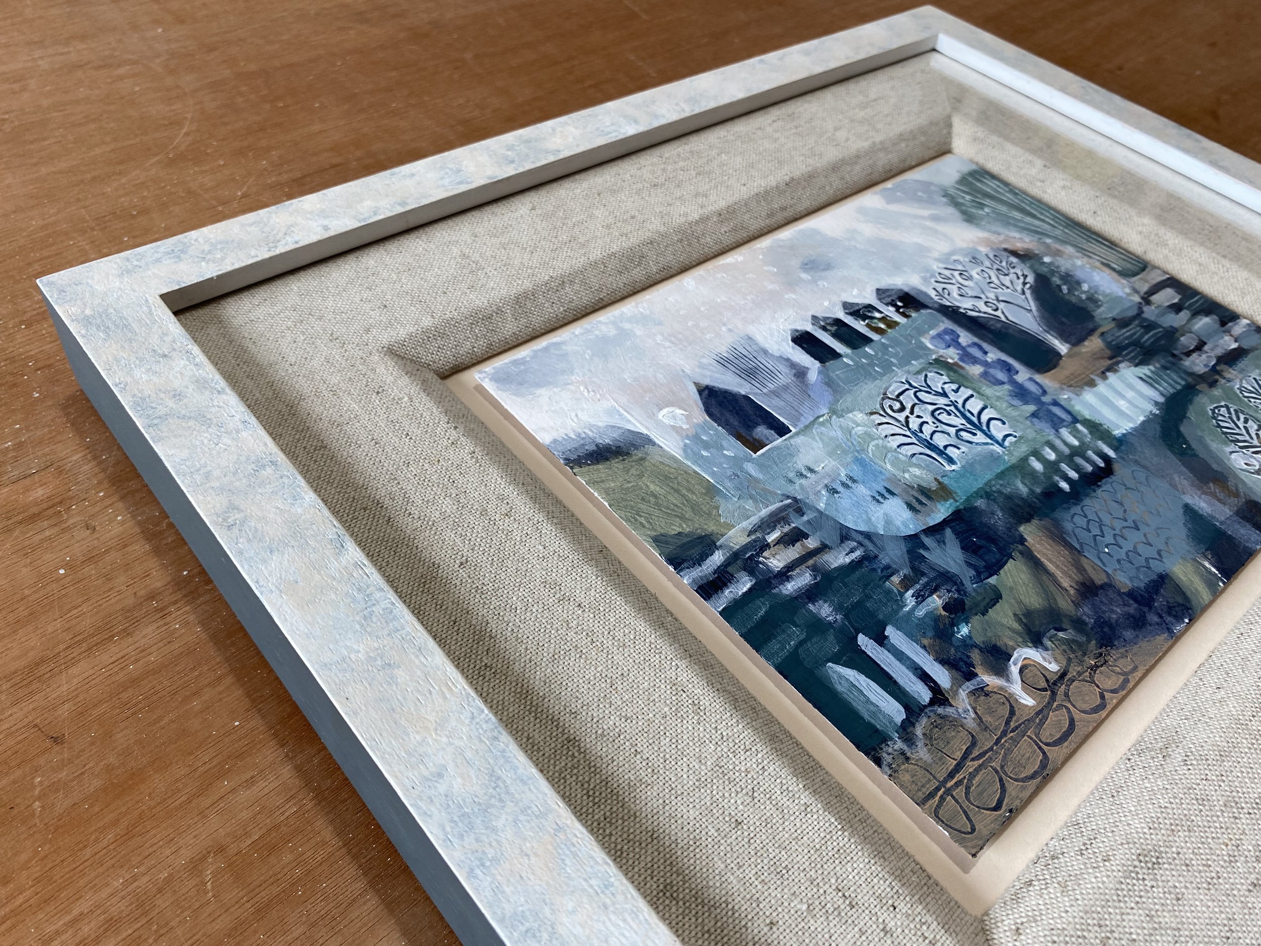 Hand painted frame with linen slip