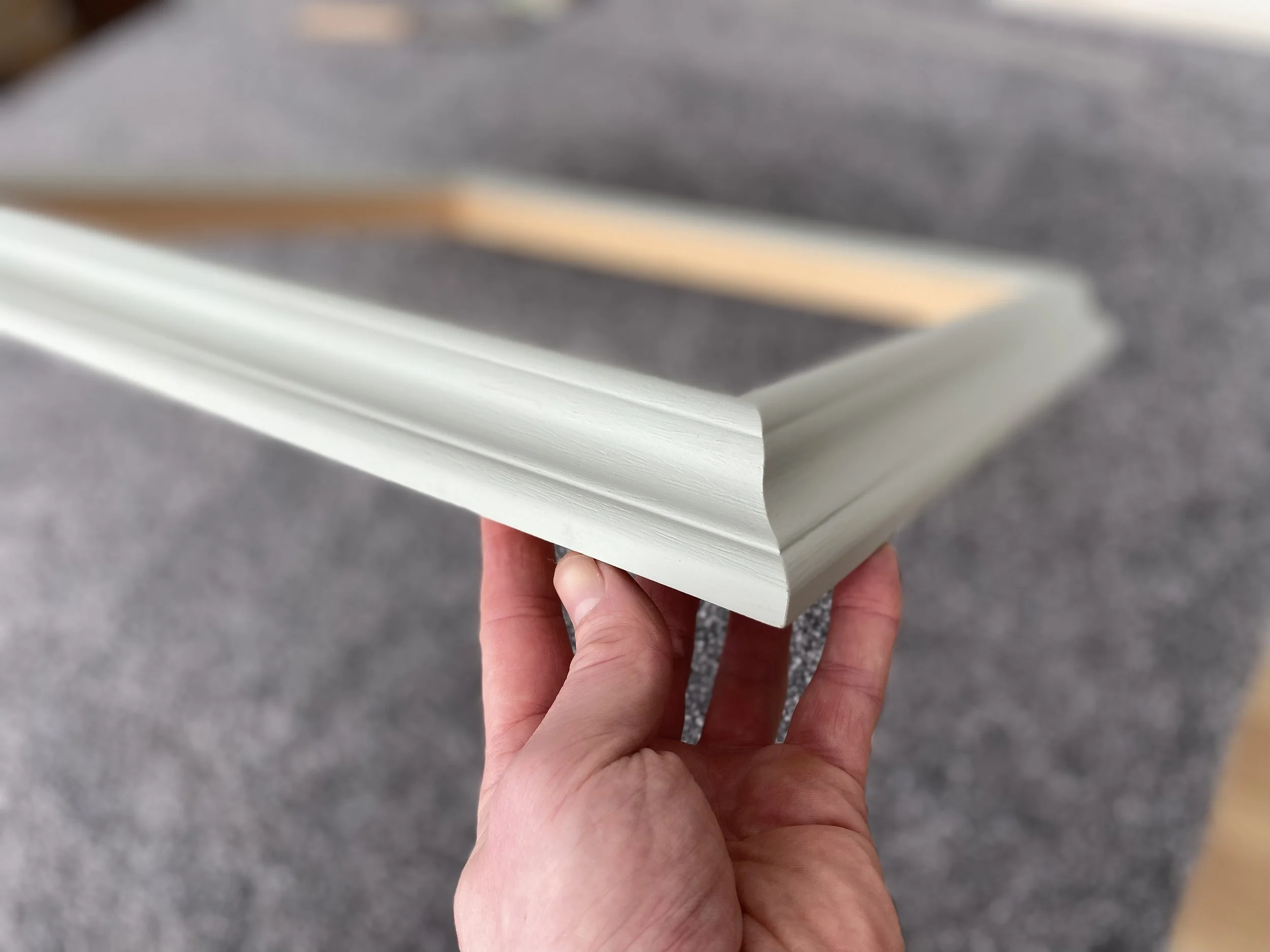 Blue Grey painted frame with dead flat varnish