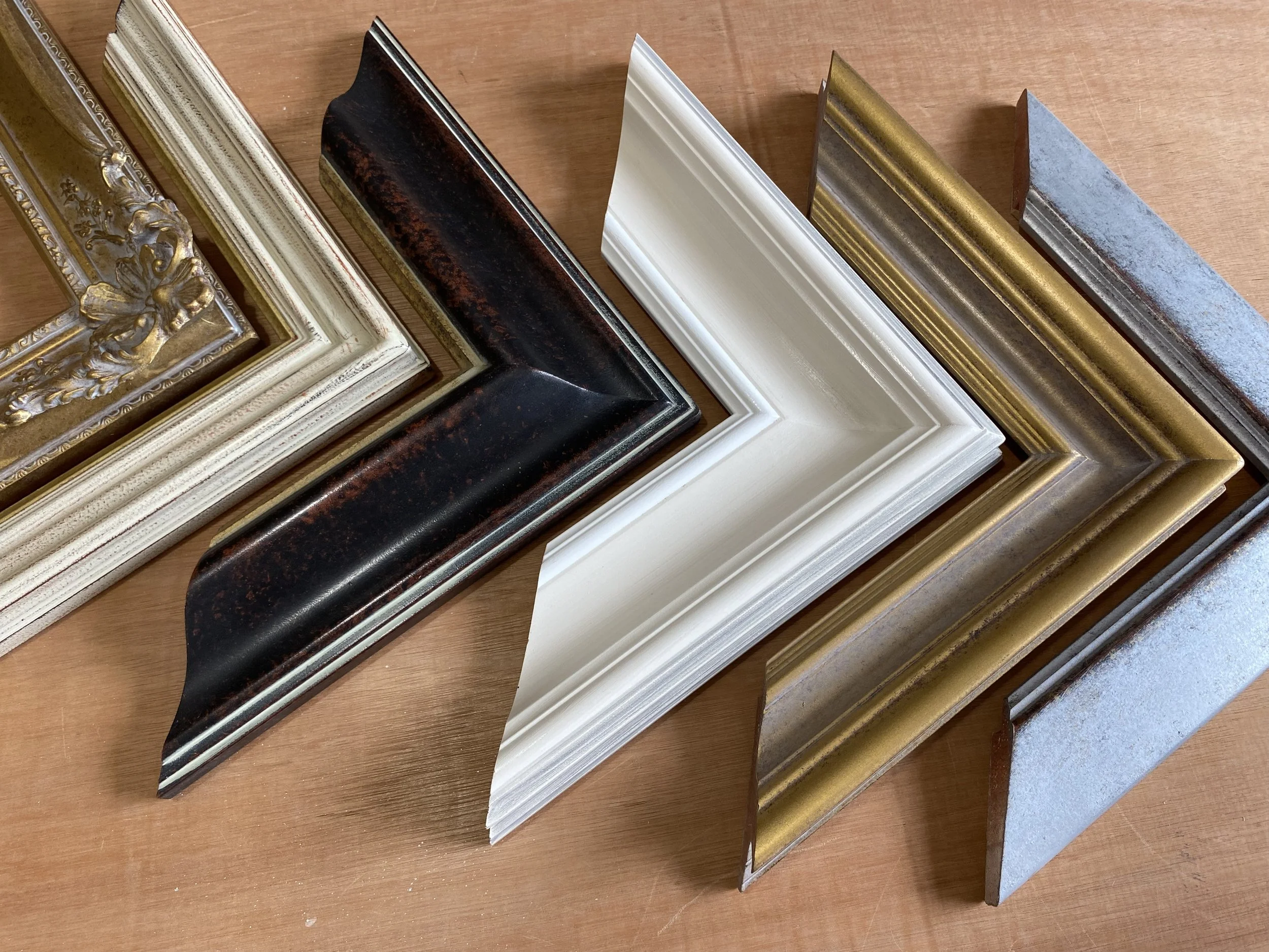 chevron samples of hand finished frames