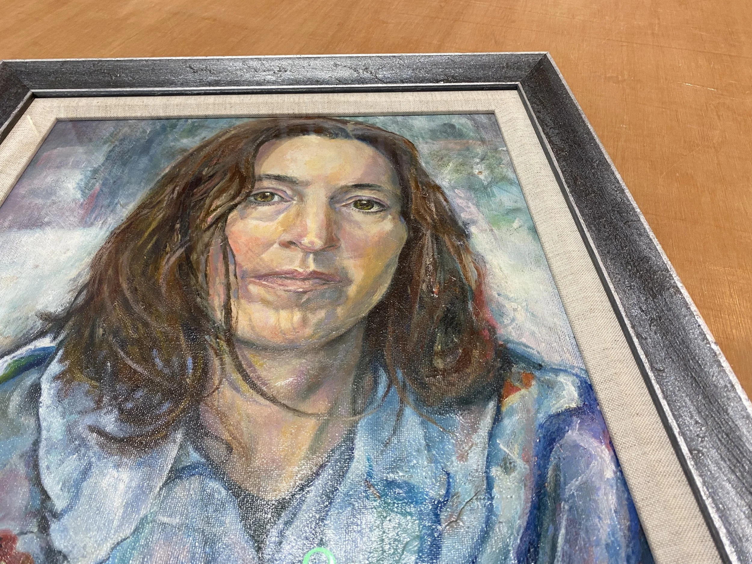 Frame and slip portrait on canvas