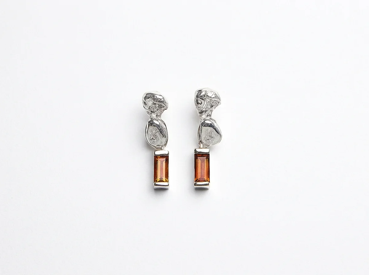 Amber citrine drop studs
