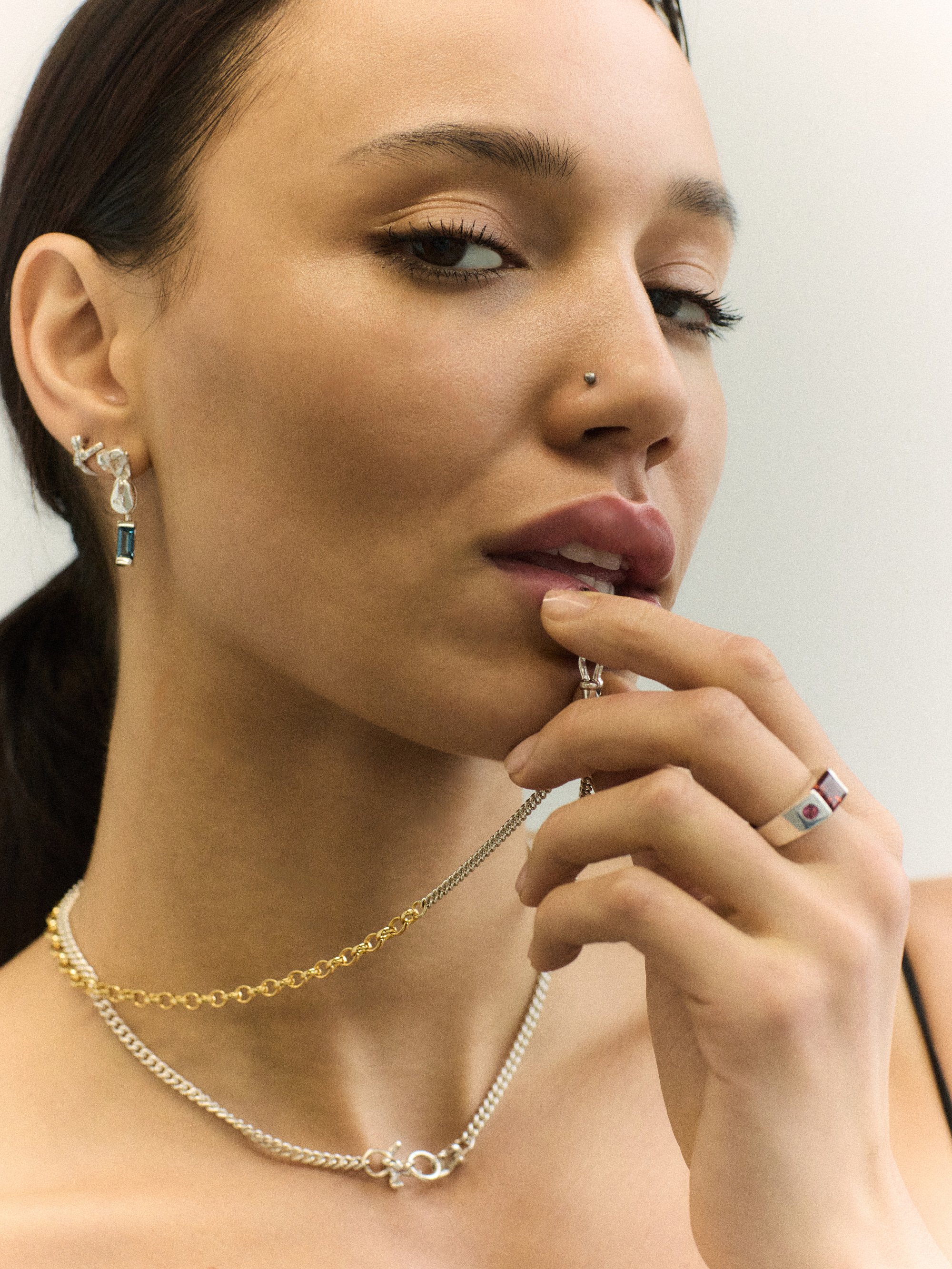 necklace in mouth with citrine signet style ring