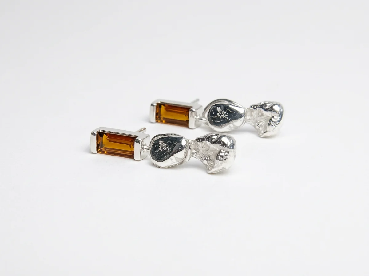 organically shaped earrings with citrines.