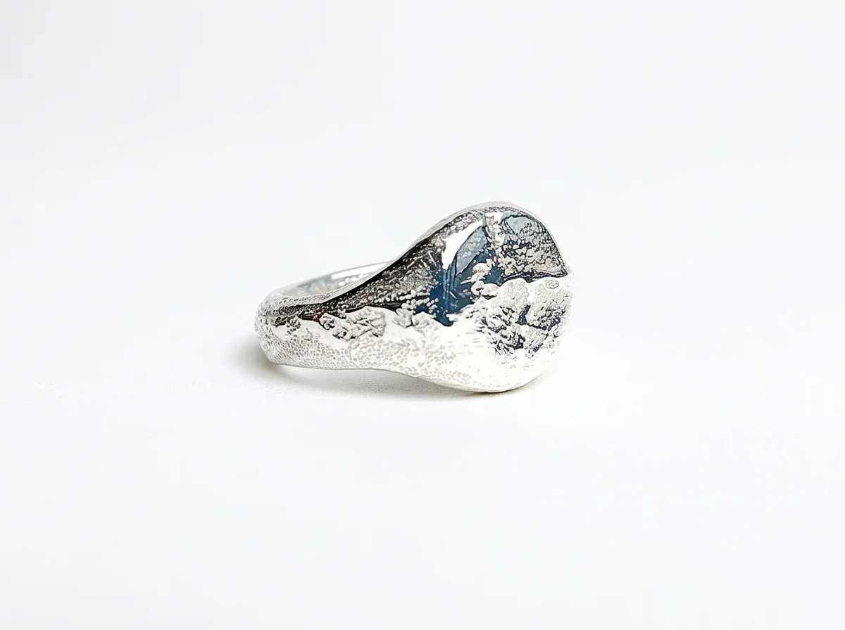 Sterling silver round signet style ring