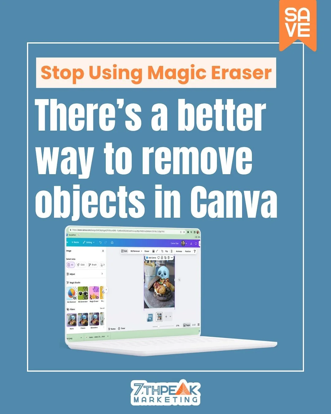 If you&rsquo;ve been using Canva&rsquo;s magic eraser, it&rsquo;s time to upgrade your editing game. There&rsquo;s a smarter tool you&rsquo;ll wish you found sooner. Follow 7th Peak Marketing for more Canva tips and marketing inspiration, and save th