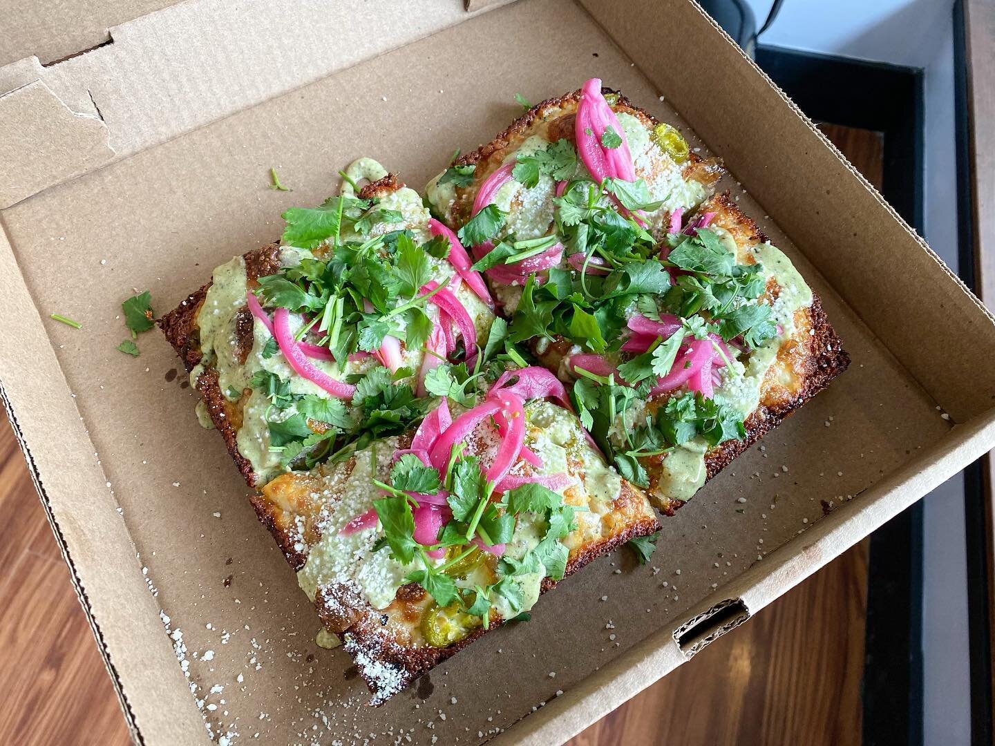 Back at it this weekend after a refreshing and relaxing Thanksgiving with our family and friends! You need a Viva Mexico square to finish off your Black Friday 🤑

&bull;Cheese Blend, Pickled Jalapenos, Pickled Red Onion, Cotija, Poblano Cream, Cilan