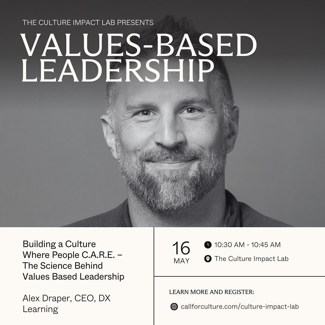 What, exactly, powers effective leadership? According to Alex Draper, CEO of DX Learning, successful leaders rely on four key elements:

Clarity
Autonomy
Relationships
Equity

On day two of the Culture Impact Lab Alex will be unpacking CARE, a values