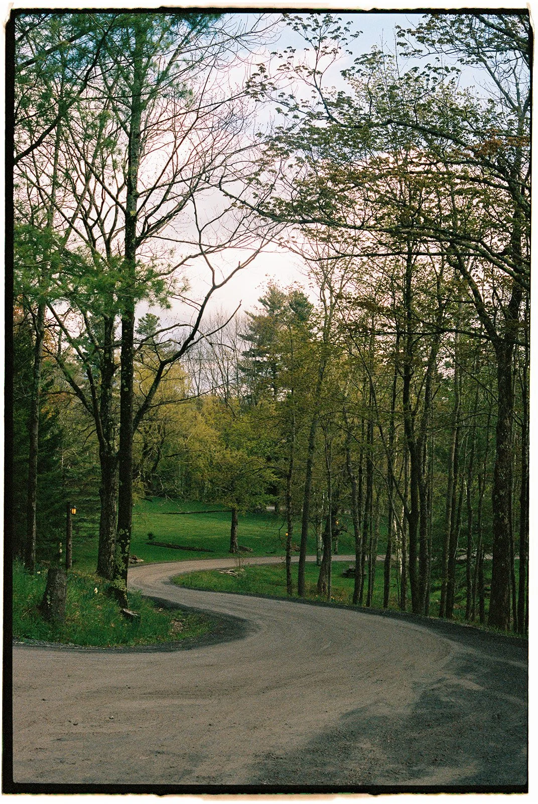 The winding road up to Deer Mountain Inn captured on film.