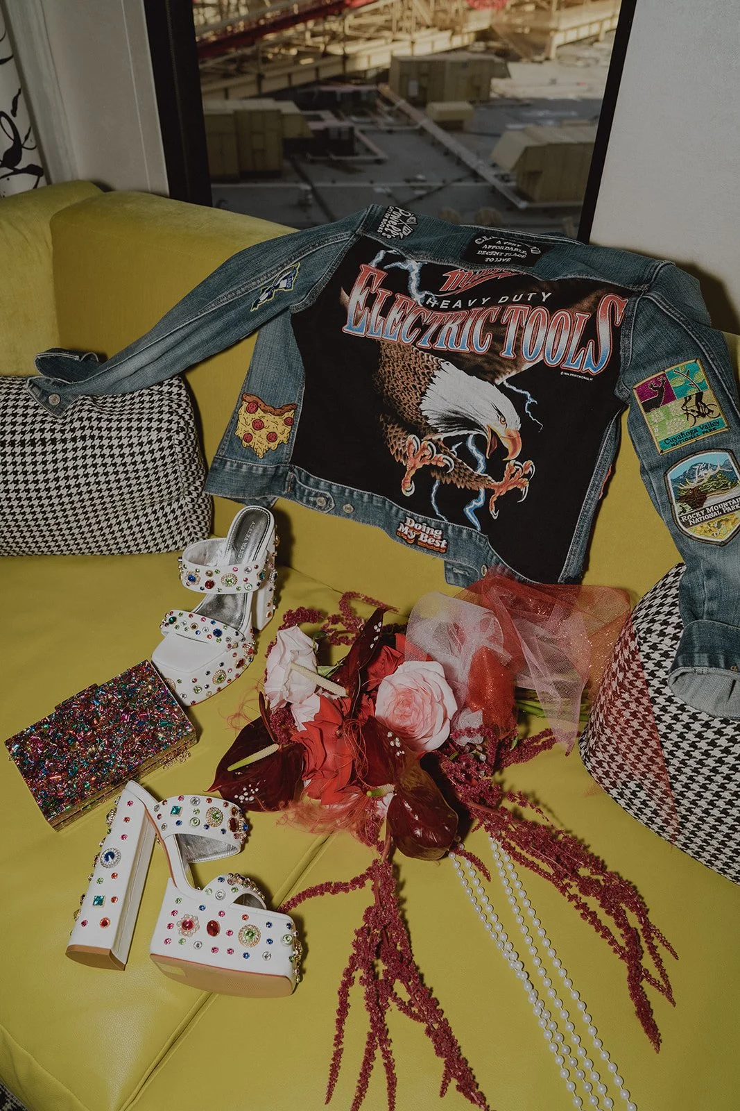 Colorful and funky Las Vegas wedding details.