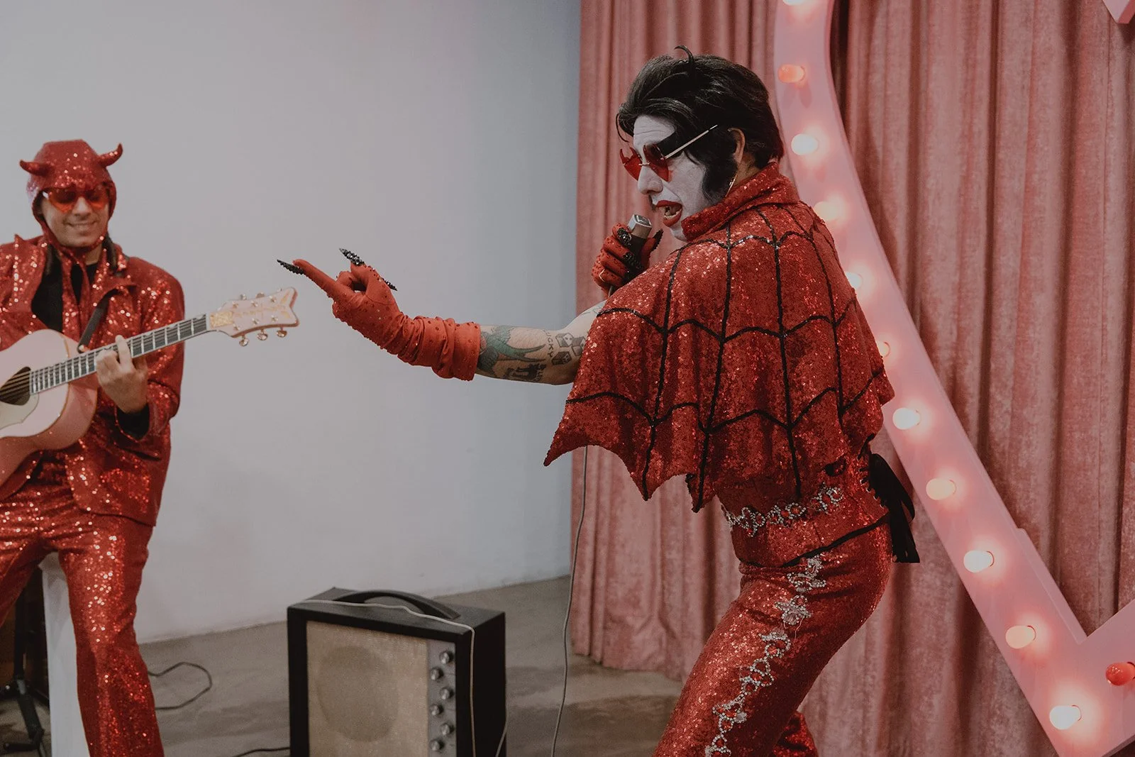 Hellvis performing a Las Vegas wedding ceremony at Sure Thing Chapel.