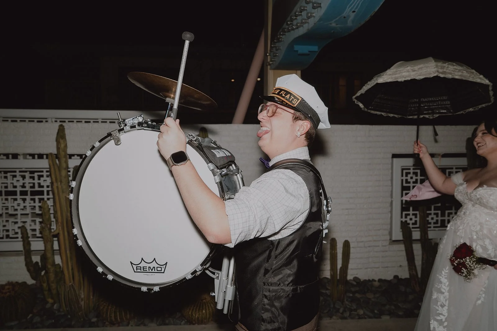 Dixie Flats performing during a New Orleans style second line wedding parade in Downtown Las Vegas.