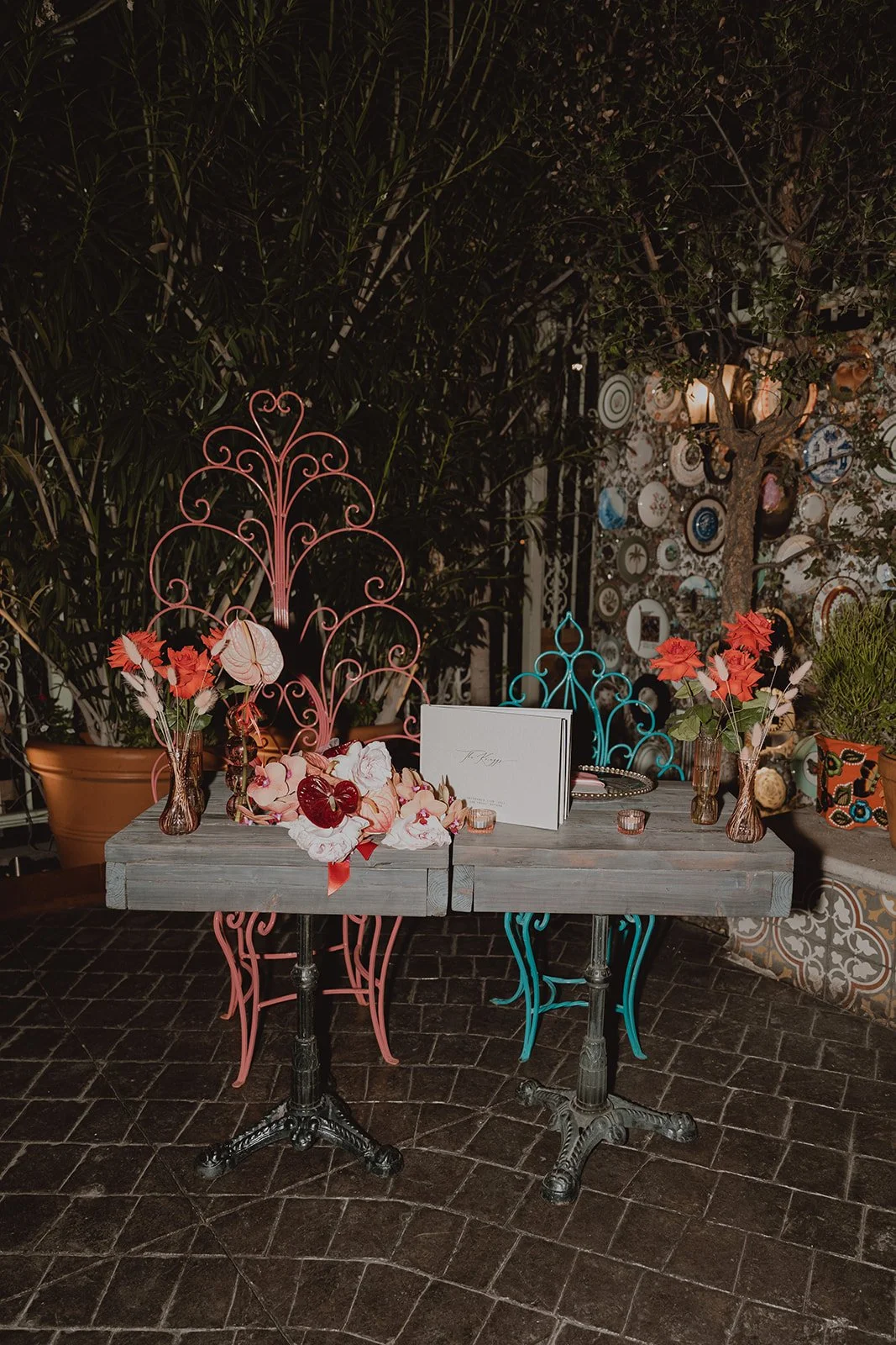 Sweethearts table set up from a small Las Vegas wedding reception at Park on Fremont.