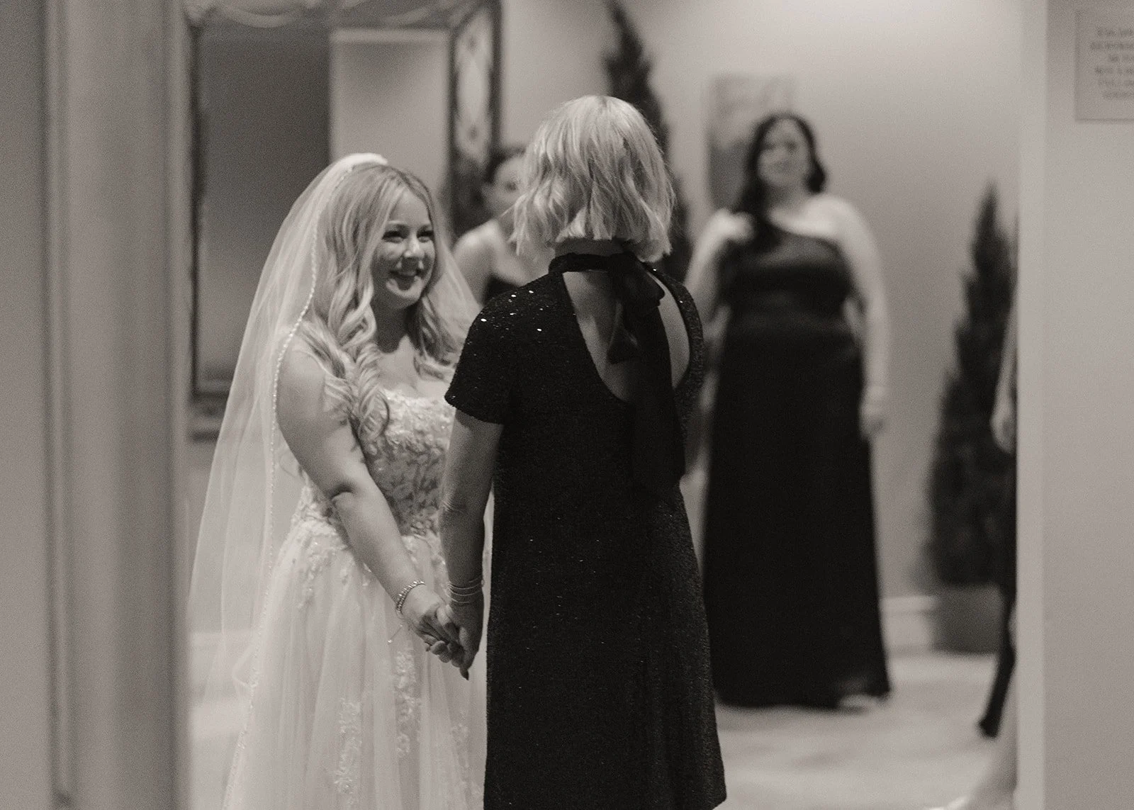 Emotional moment between the bride and her mother during getting ready for a micro wedding in Las Vegas.