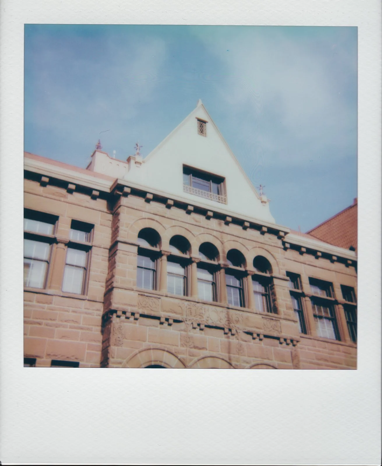 Exterior of Old Orange County Courthouse on polaroid.