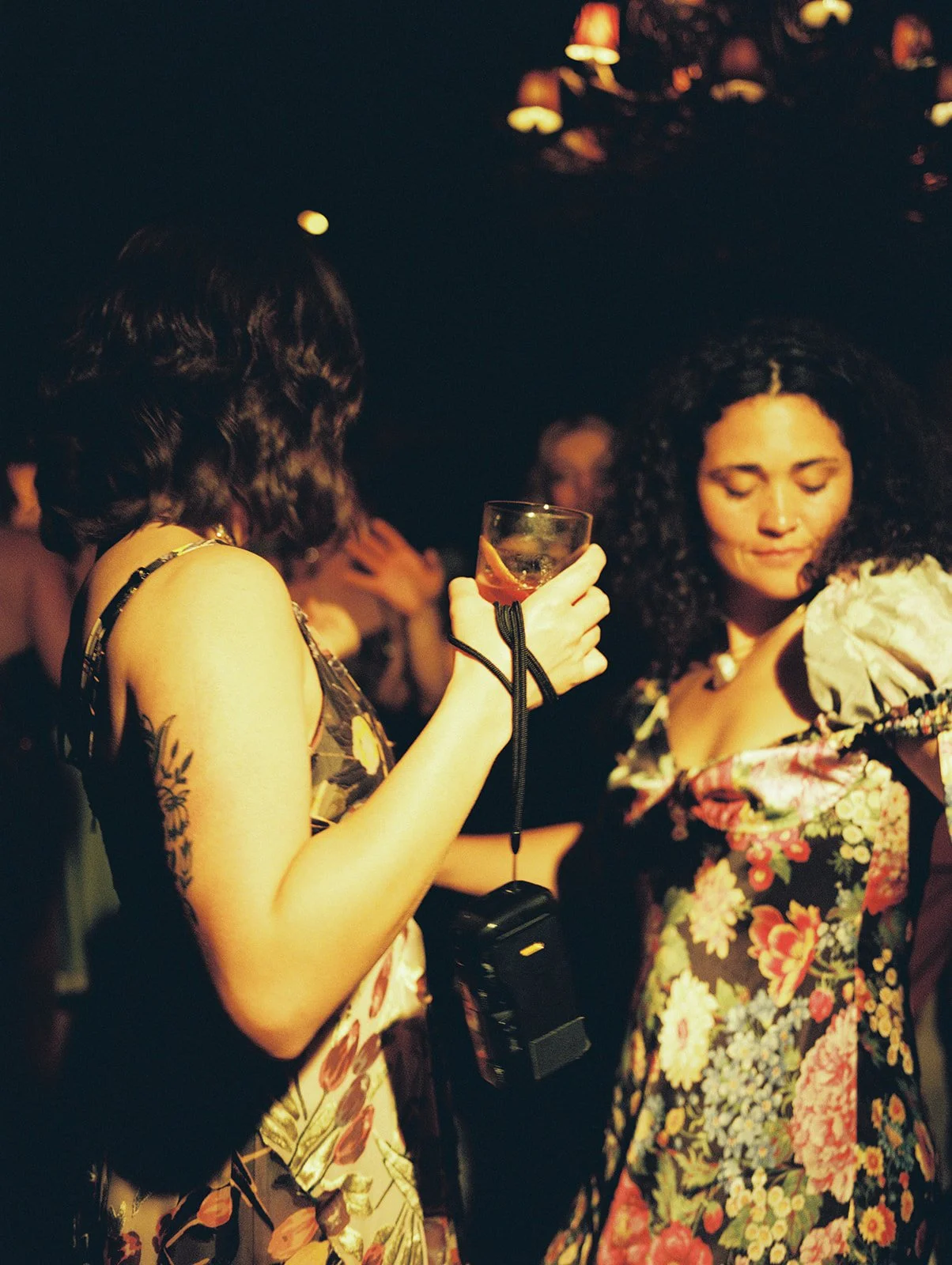 Film photo of guests dancing during a Deer Mountain Inn wedding reception on film.