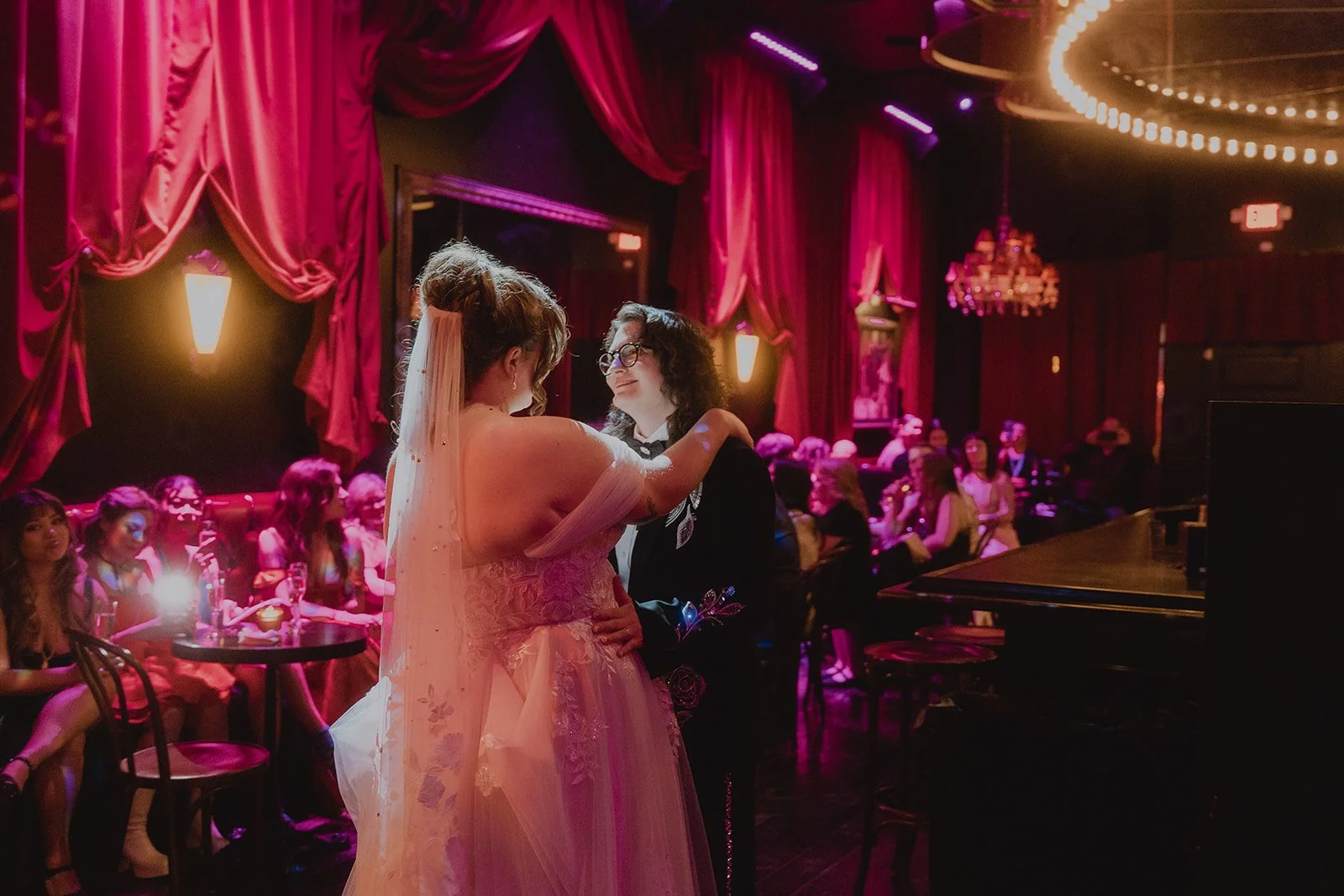 Couple dancing during their small Las Vegas wedding reception at Cheapshot.