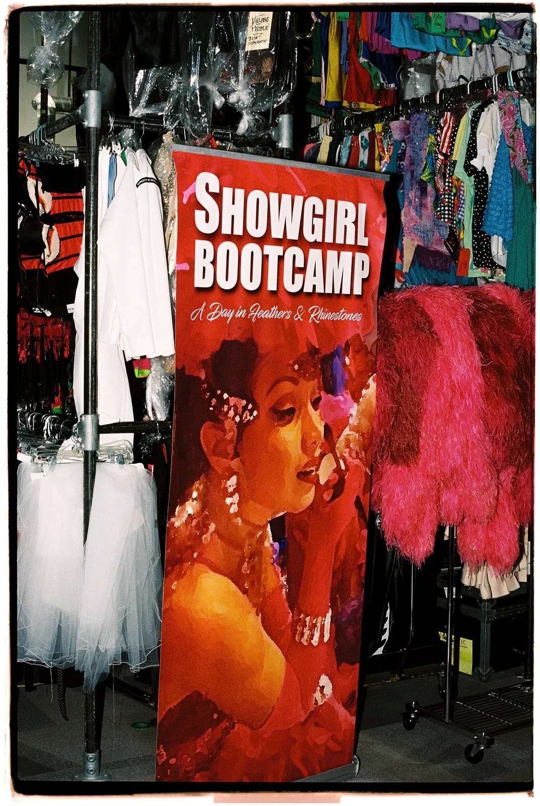 35mm film image of a Showgirl Bootcamp sign
