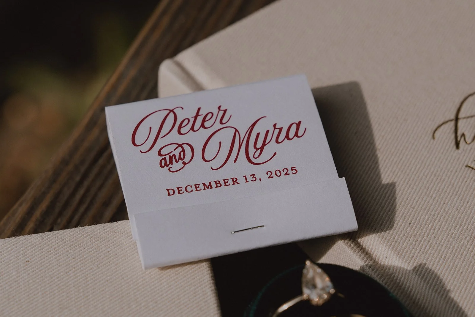 Custom matches from an Orange County micro wedding reception.