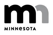The Minnesota state logo featuring a stylized letter 'M' in black and gray with the word 'MINNESOTA' underneath.