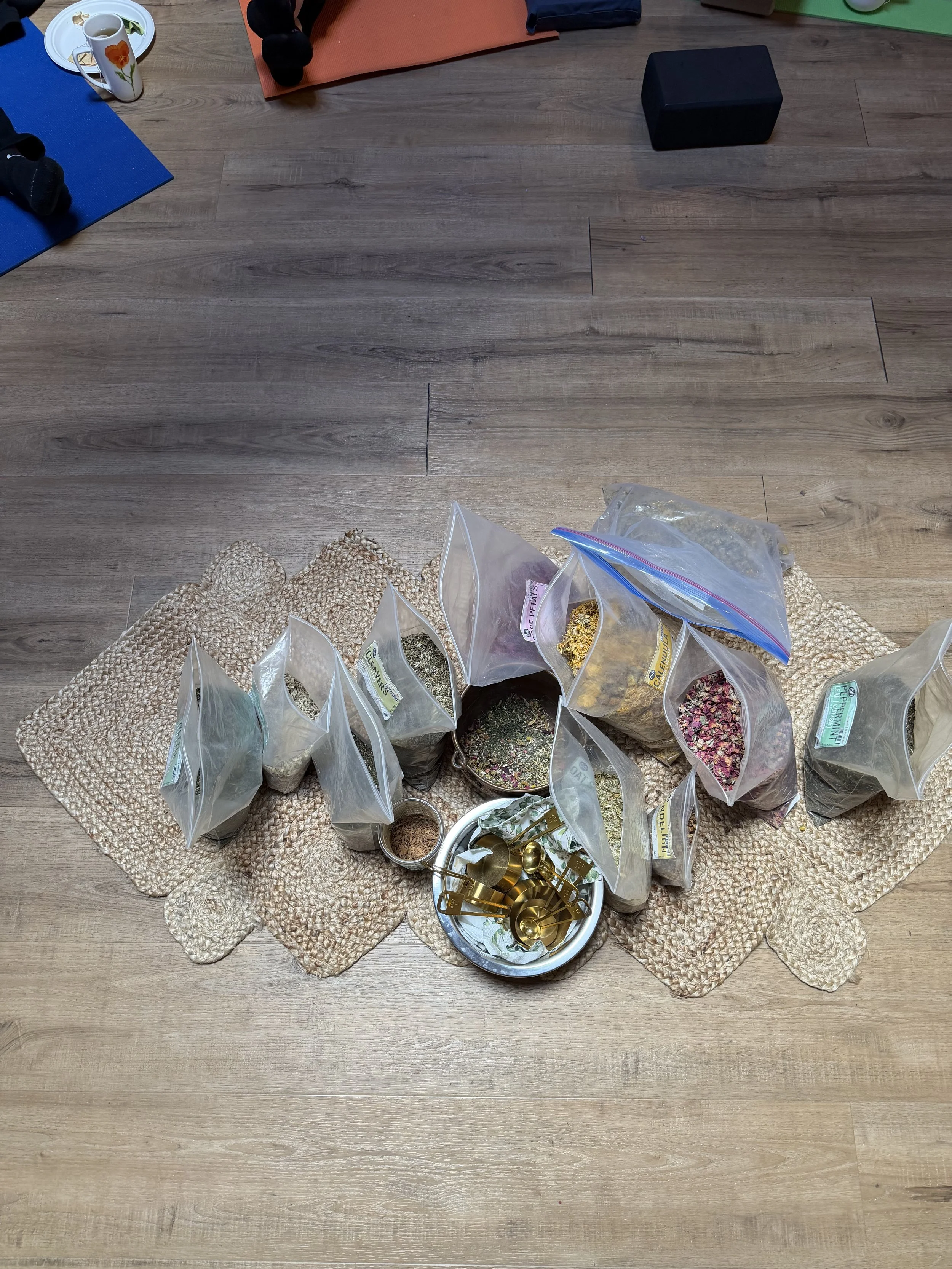 Herbal tea creation workshop at previous event hosted at For-Rest Retreat 