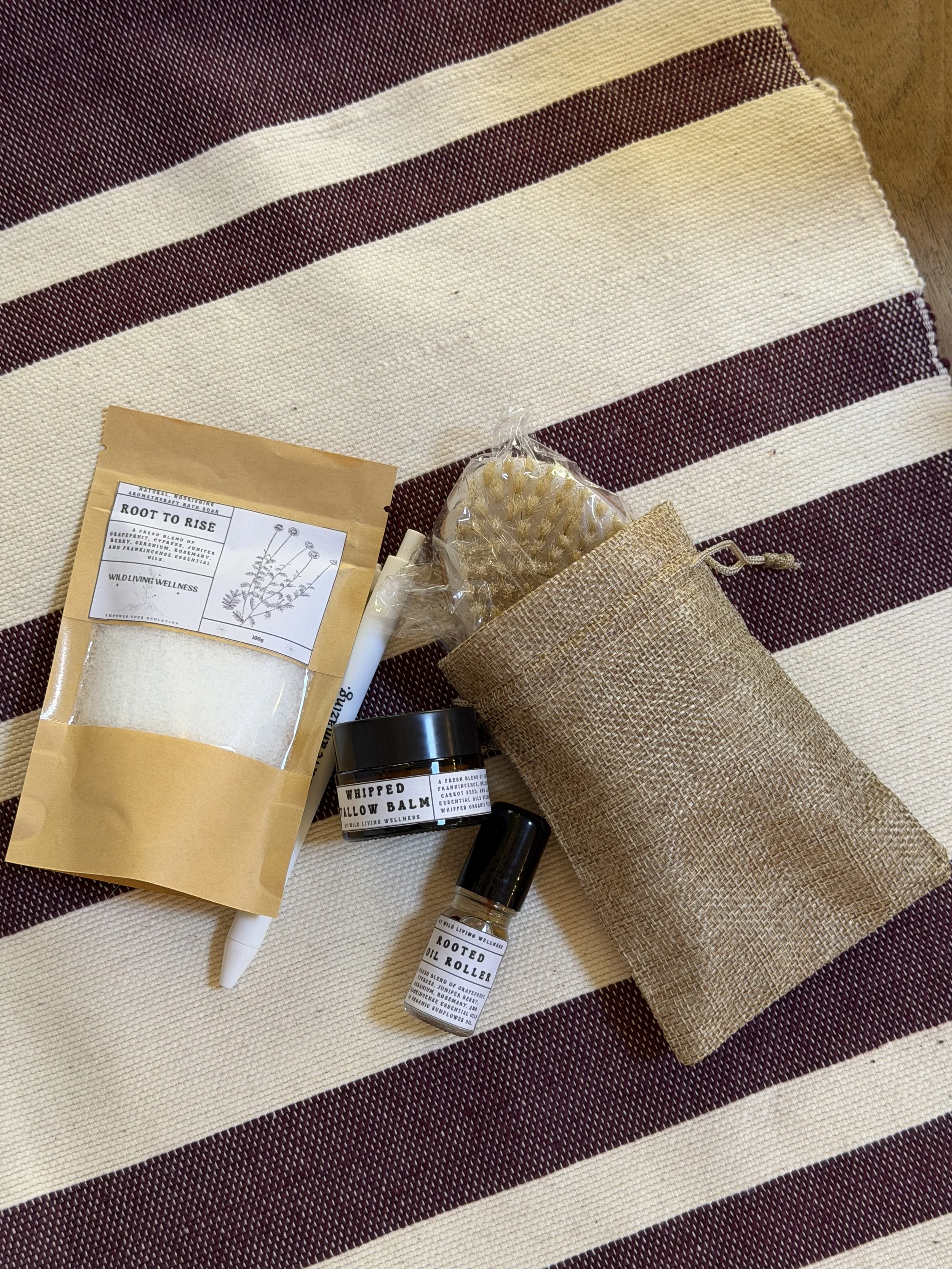 Swag bag contents from revious event hosted at For-Rest Retreat 