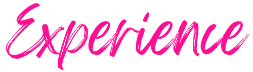 Pink cursive text on a dark background that says 'Experience'.