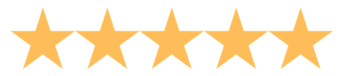 Six gold stars aligned in a row.