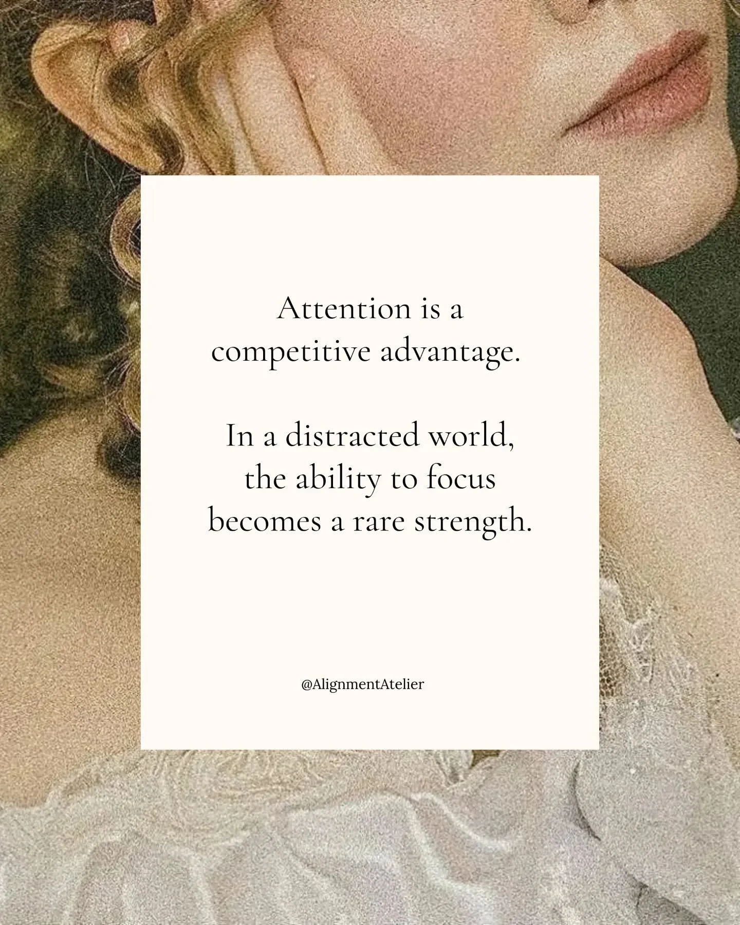 In a distracted world, knowing what deserves your attention is a quiet form of power.

Focus creates space for better ideas, deeper connections, and more intentional choices.

Attention changes everything.

#MindfulCreation #ConsciousLiving #CuratedL