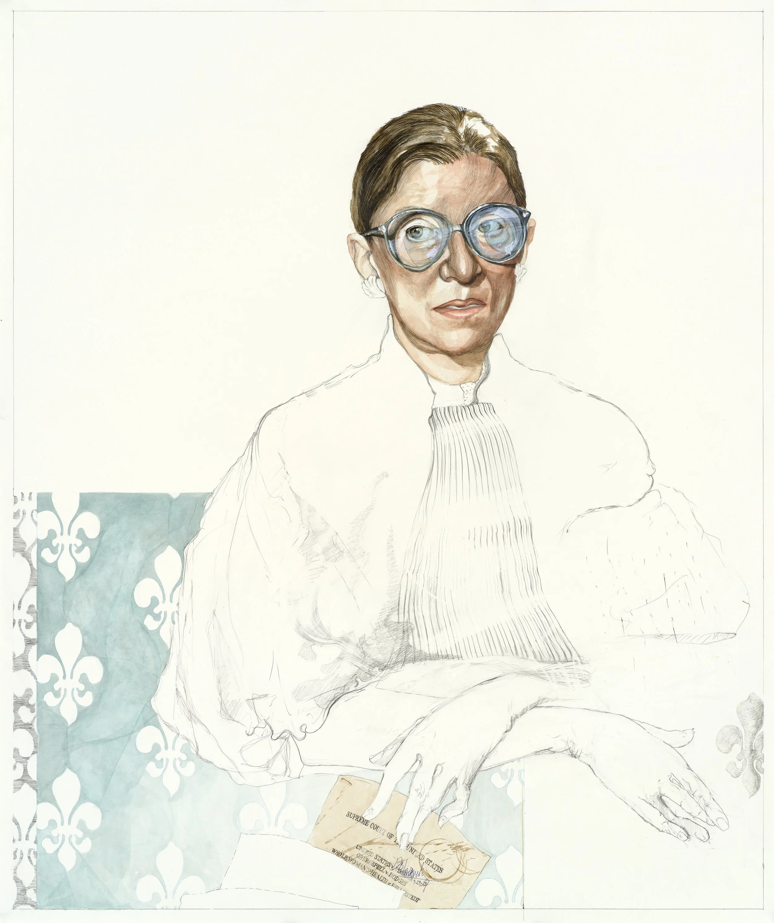🔴 RUTH BADER GINSBURG II Ink with pencil on paper 48 x 40" 2024