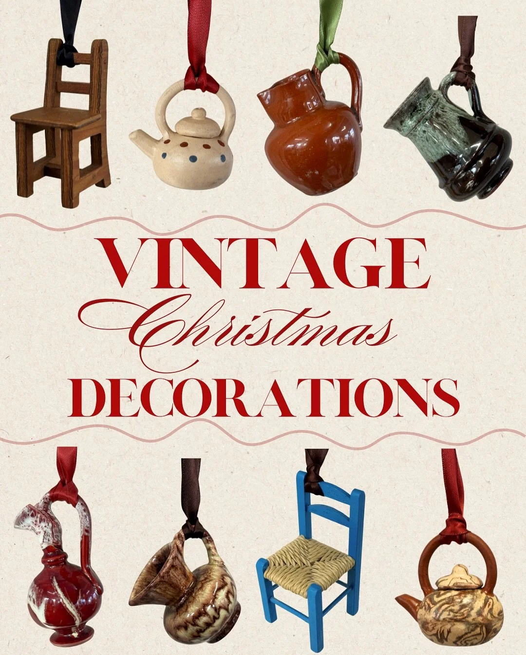 Our Christmas decorations are here! ✨

Hand-made from vintage ceramics, mini chairs, and tiny one-off treasures - these ornaments are to die for.
This drop is an Instagram exclusive and won&rsquo;t be going on the website.

To secure your decoration,