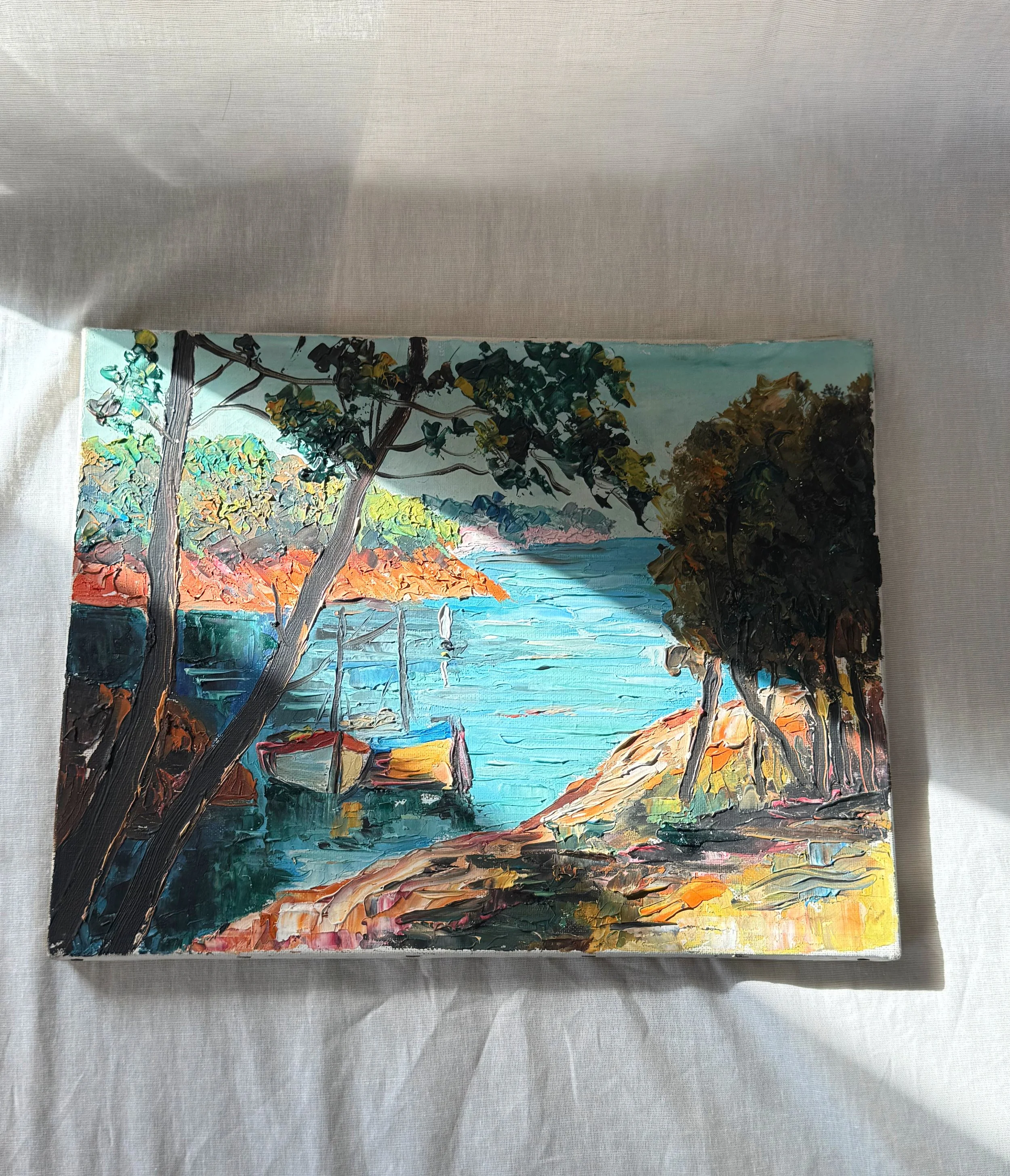 Landscape Boat Oil Painting