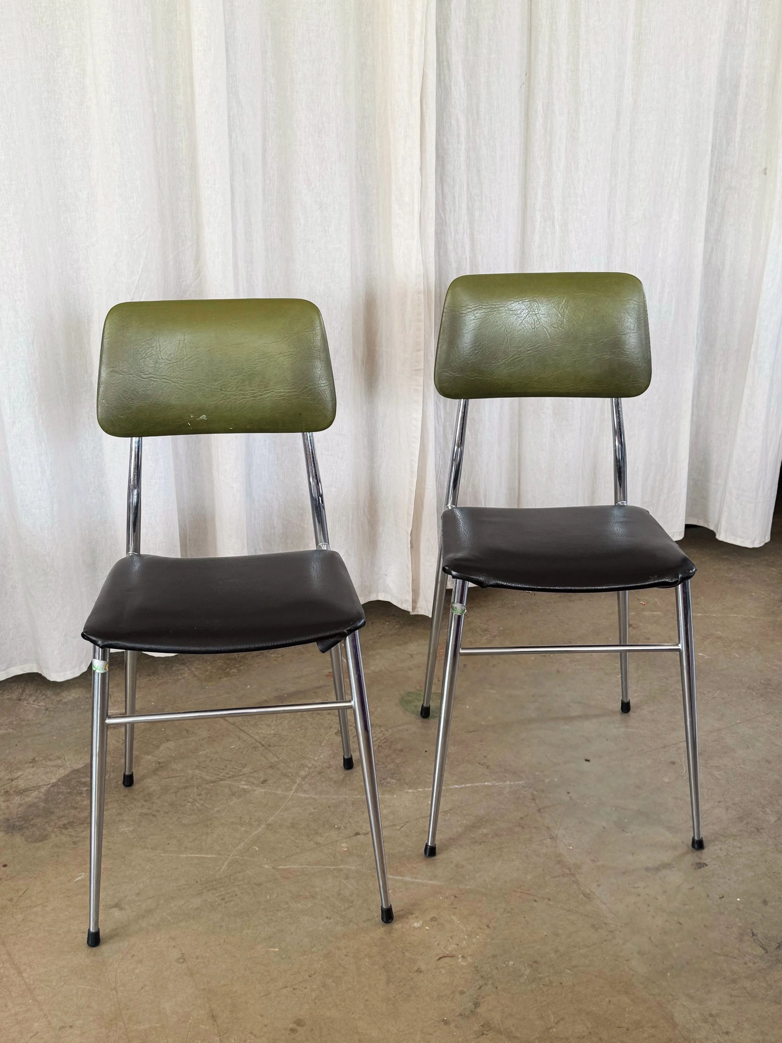 Pair Of Vintage Chrome Dining Chairs