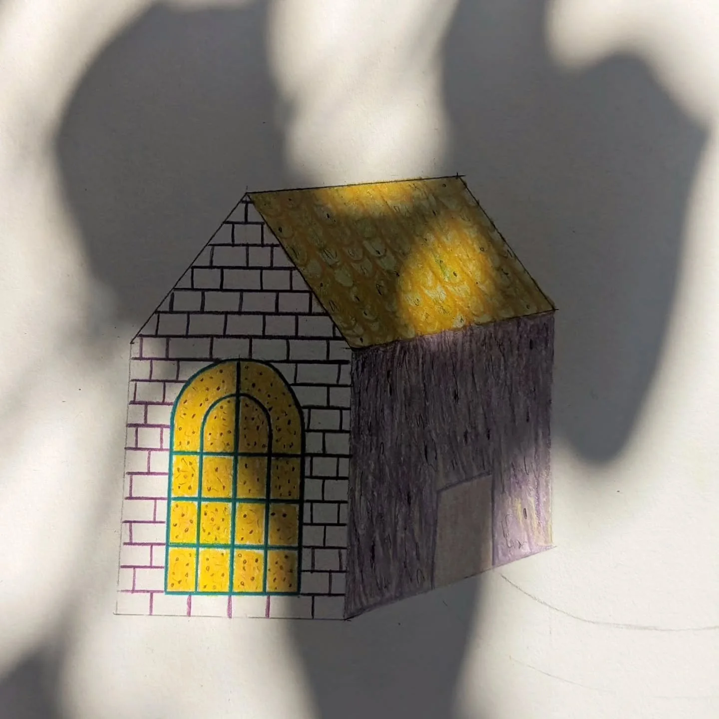 Comme j'aime l'ombre de mon monstera qui dessine des ombres sur ma maisonnette. 
#monstera #illustration #illustragram #maison #shadow #summer