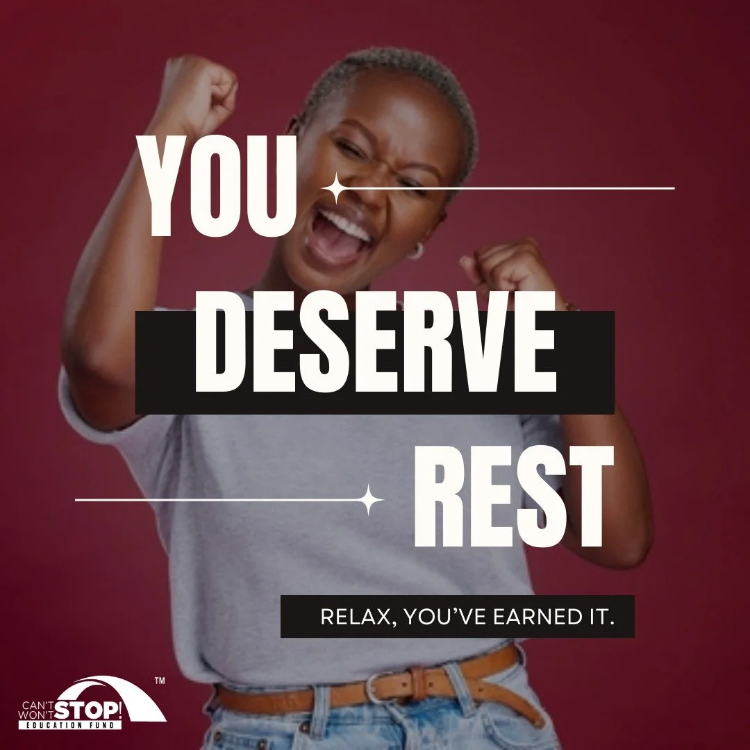 You don&rsquo;t have to earn rest.
You deserve it. Period.
Rest is a right, not a reward. 🛌✨

#RestCulture #ProtectYourPeace #RestIsResistance #CSWSConsulting #CSWSEdFund

Image Description: Red image with a woman rejoicing. The image reads, "Y