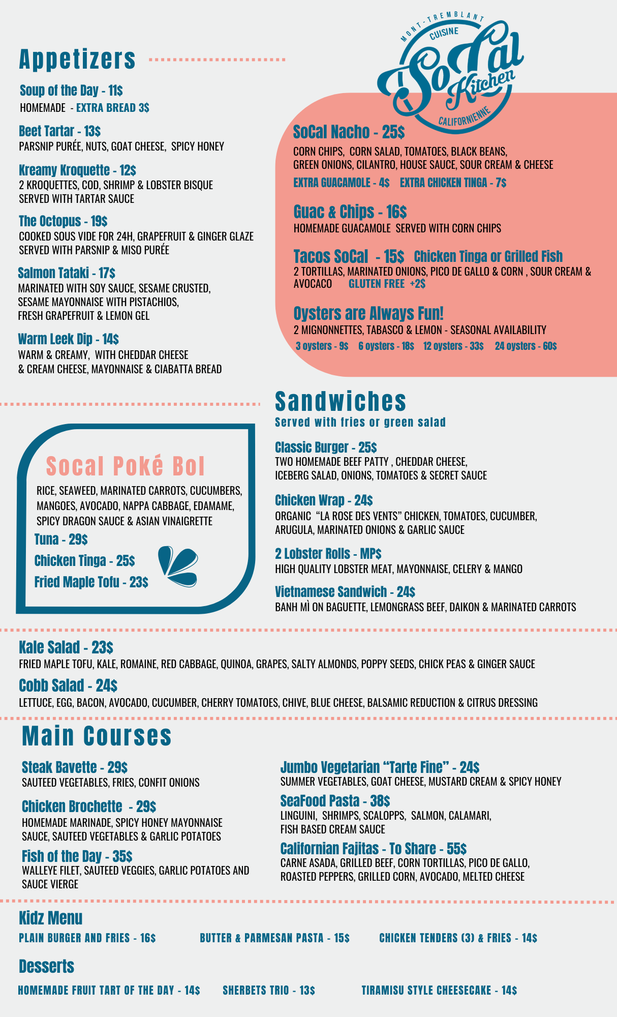 Menu Anglais — Socal Kitchen