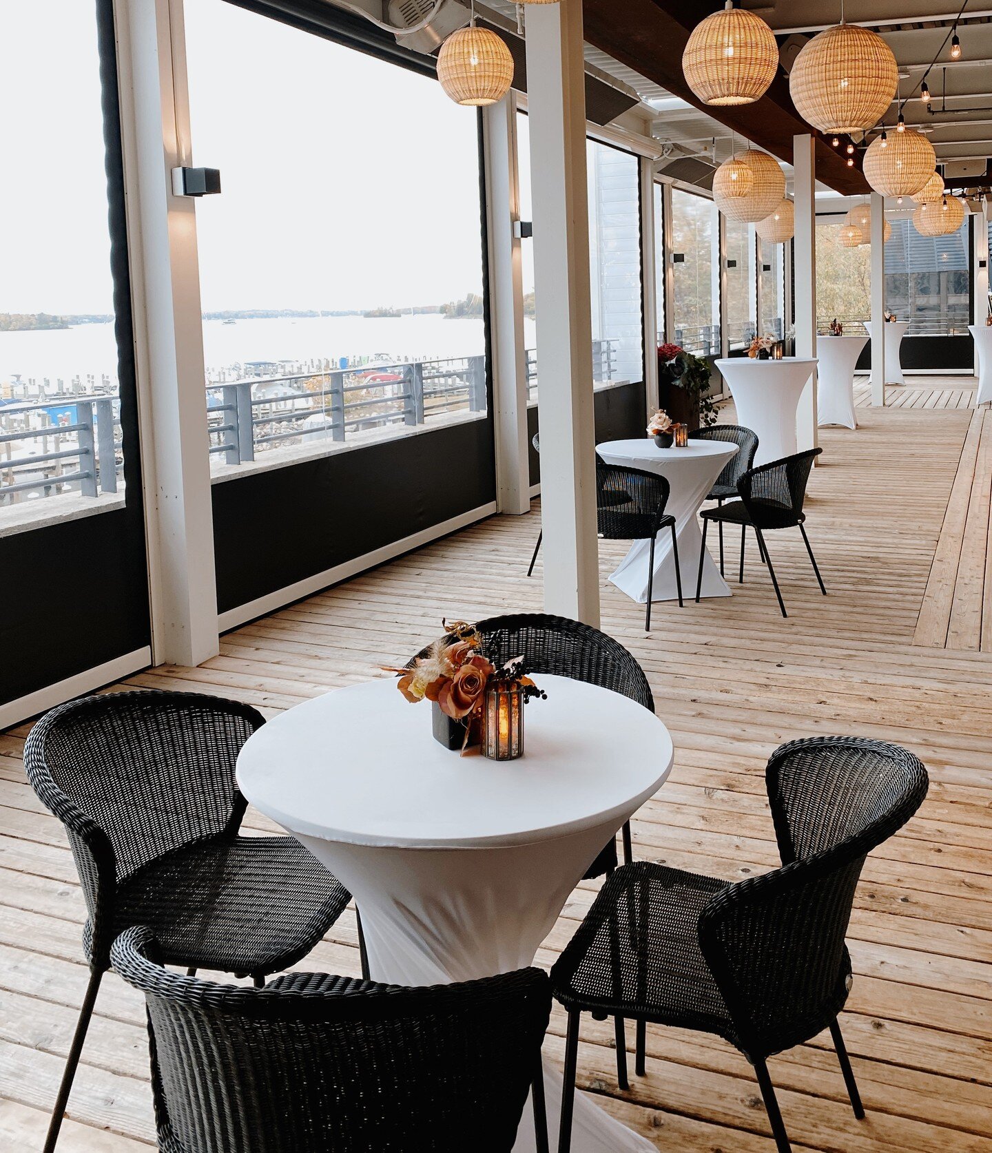 Thinking of a cocktail style event? We've got you covered with a mixture of hightops and bistro tables for all. 

hatever your reason to party&hellip; you will be sure to wow your guests with access to the only Rooftop on Lake Minnetonka. Features a 