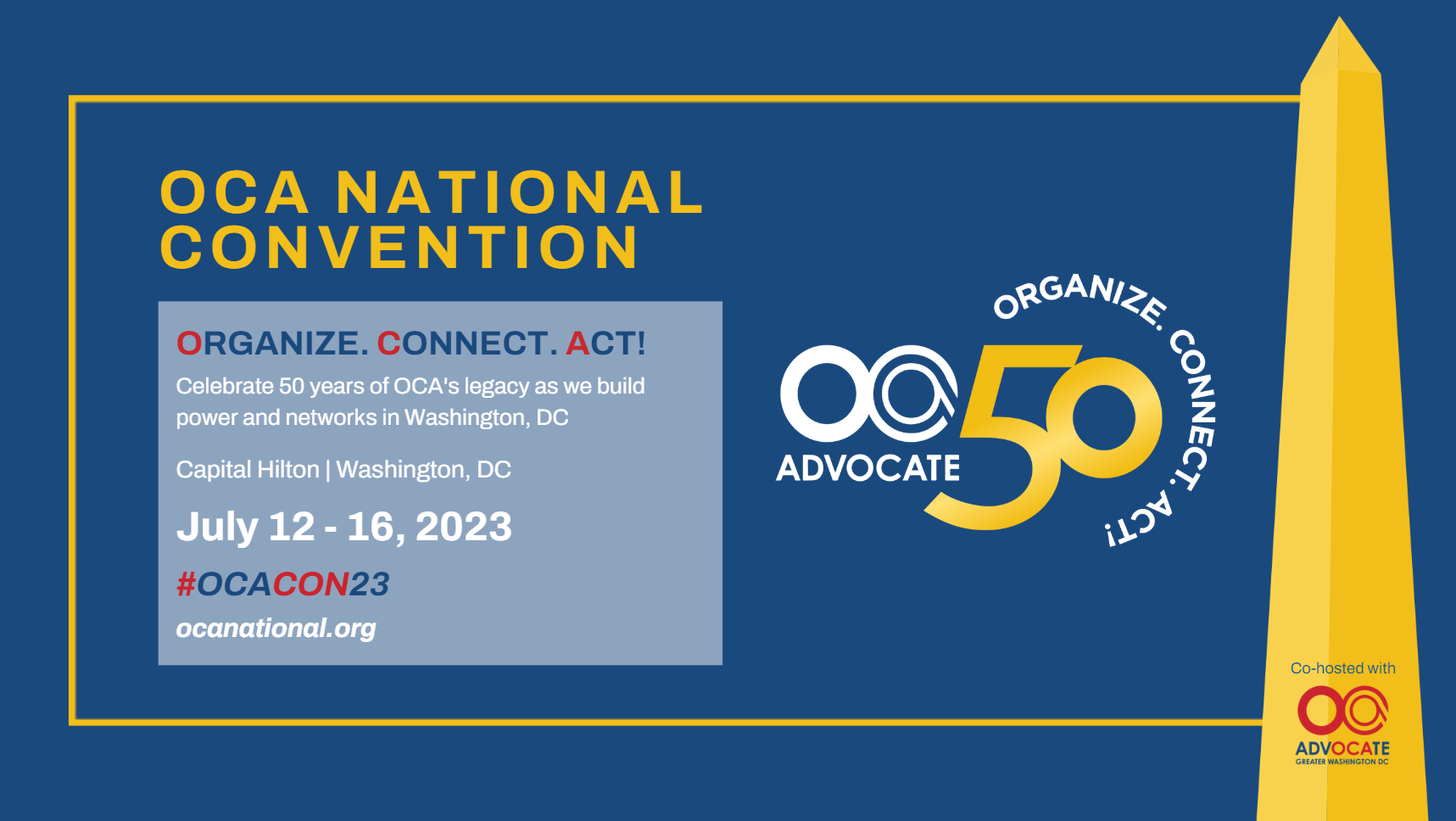 OCA's 50th Anniversary National Convention July 12 – 16 in Washington, DC