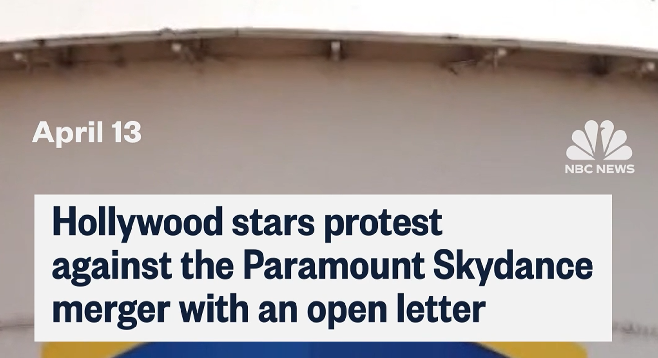 Hollywood stars sign open letter protesting the Paramount-Warner Bros. merger