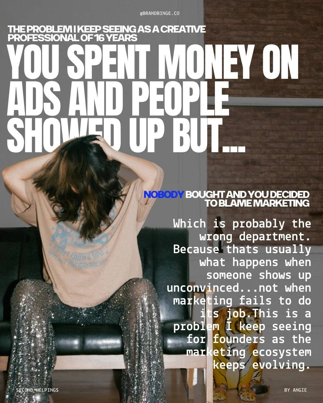 "We need better marketing." This has been the line of every call I've had lately while people navigate this economy. 

But falf the time, that's not what's really broken so lets explain what each of these things do from a woman who's been i