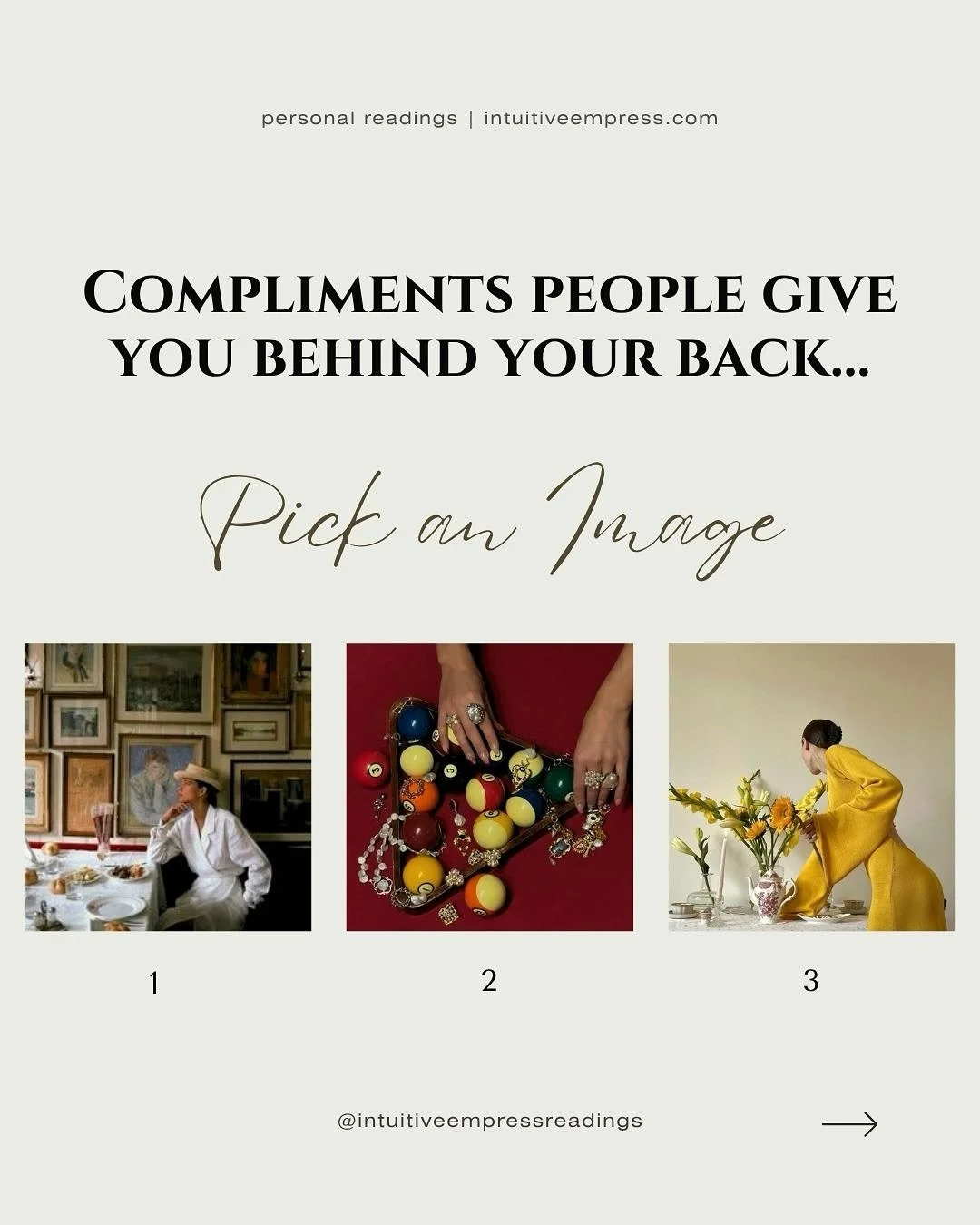 Let me give you the compliments that aren&rsquo;t said to your face 🤭💐📣 pick an image! 

Join Temple of Venus on Patreon for more exclusive readings. What you&rsquo;ll receive:

&bull; in-depth monthly energy update videos 
&bull; themed readings 