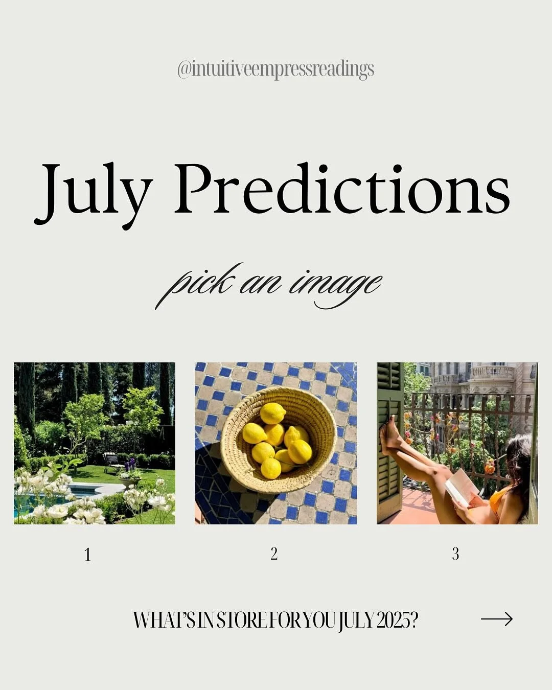 ꧁ July 🍋 Predictions ꧂ lmk which image you chose! 

The FULL collective energy update for July will be posted on Temple of Venus. 🐚 Link in Bio to join our growing community of women x 

THE VIDEO READING EXPLORES: 
-The energetics of your current 