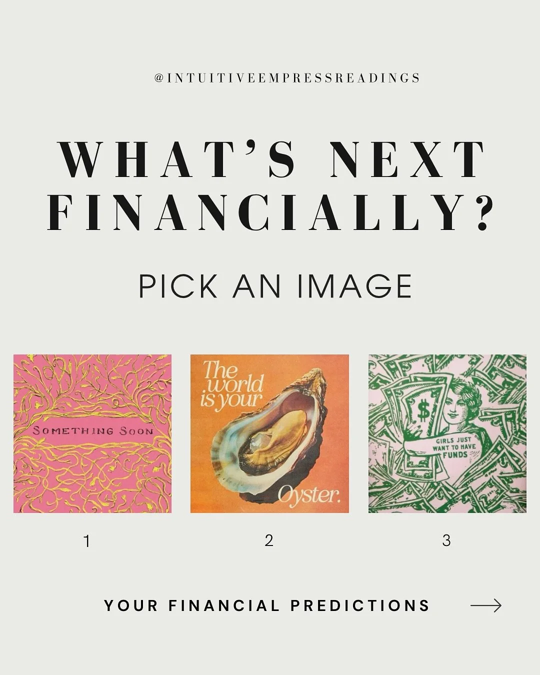 What&rsquo;s next financially?💰💘💶 pick an image for some financial predictions &amp; insights 

LINK to join Temple of Venus Community in bio for more tarot, soul &amp; sisterhood 🔗

🥰I am posting our monthly themed reading today, get access by 