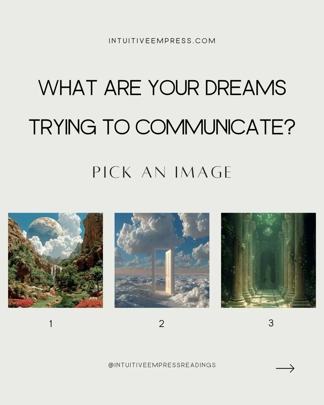 what are your dreams trying to communicate? pick an image ☁️🐍✨🚣&zwj;♂️

Donations are warmly welcomed via the link in my bio if these readings support you. 🤍

&bull;

For pre-recorded tarot readings &amp; live astrology sessions

link in bio or DM
