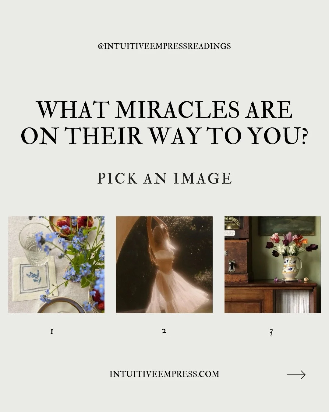 Inspired by my love 🌷 @awakenedinnocence 
what miracles are on their way? ༄.ೃ࿔࿐໋✧˖&deg;.

#innertransformation #tarotreading #intuitivemessages #miracles #personalevolution