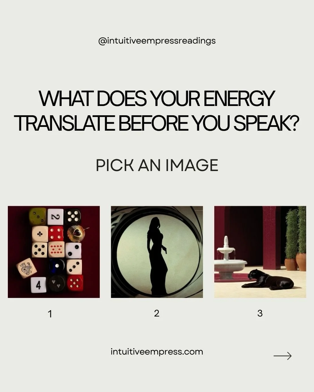 Your May Intuitive Forecast is 40% off &mdash; $33, limited time. 🎲🪷🌹 Link in bio.

WHAT DOES YOUR ENERGY TRANSLATE BEFORE YOU SPEAK? | Pick an Image 

These are general readings for entertainment purposes only. For something deeper and more perso