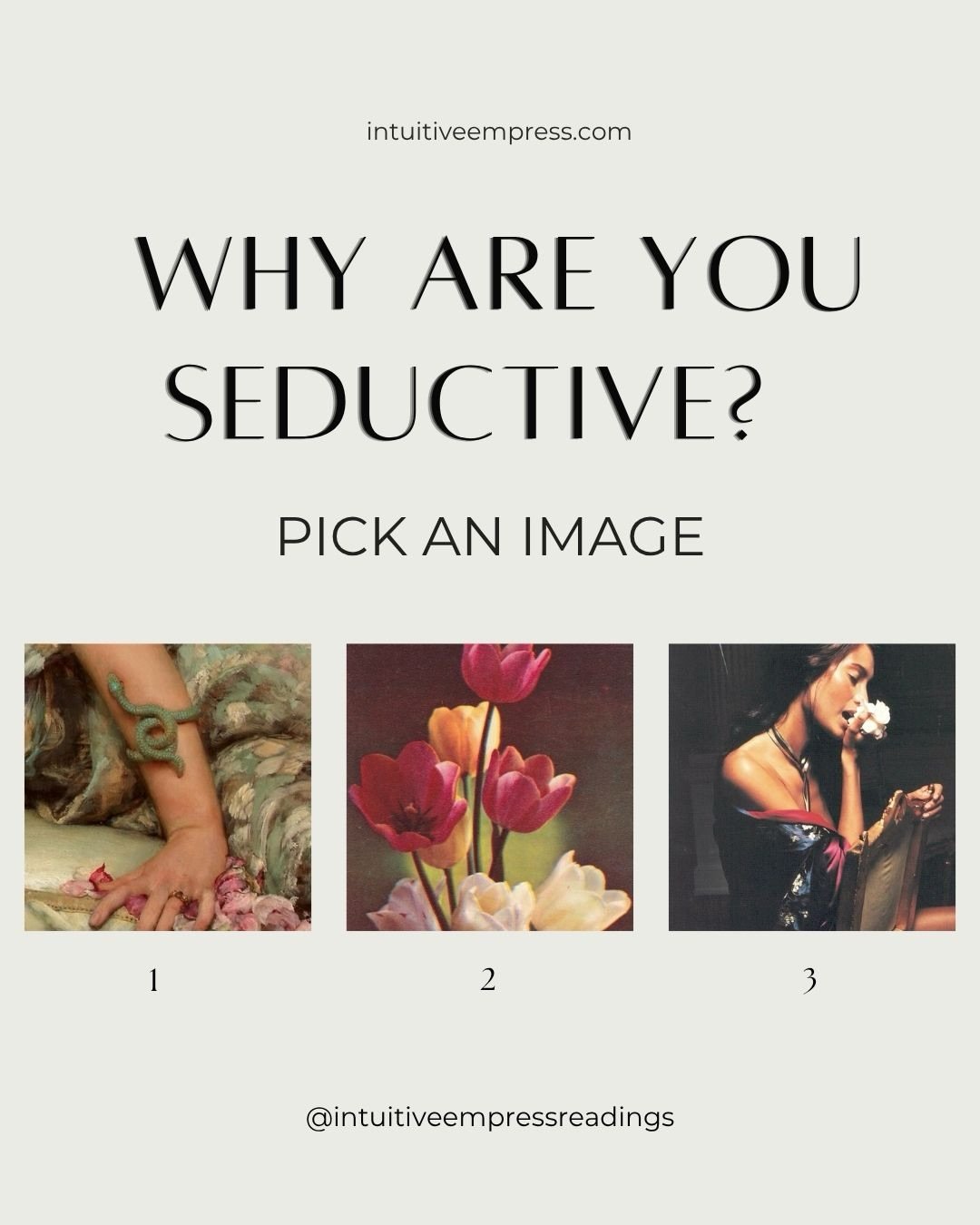 why are you seductive 🦢🔪🌸 pick an image 

&bull;

Before choosing your image, make sure you are hydrated &amp; grounded. Take a few nourishing breaths and select using your intuition. Don&rsquo;t overthink it. These are general readings &amp; for 