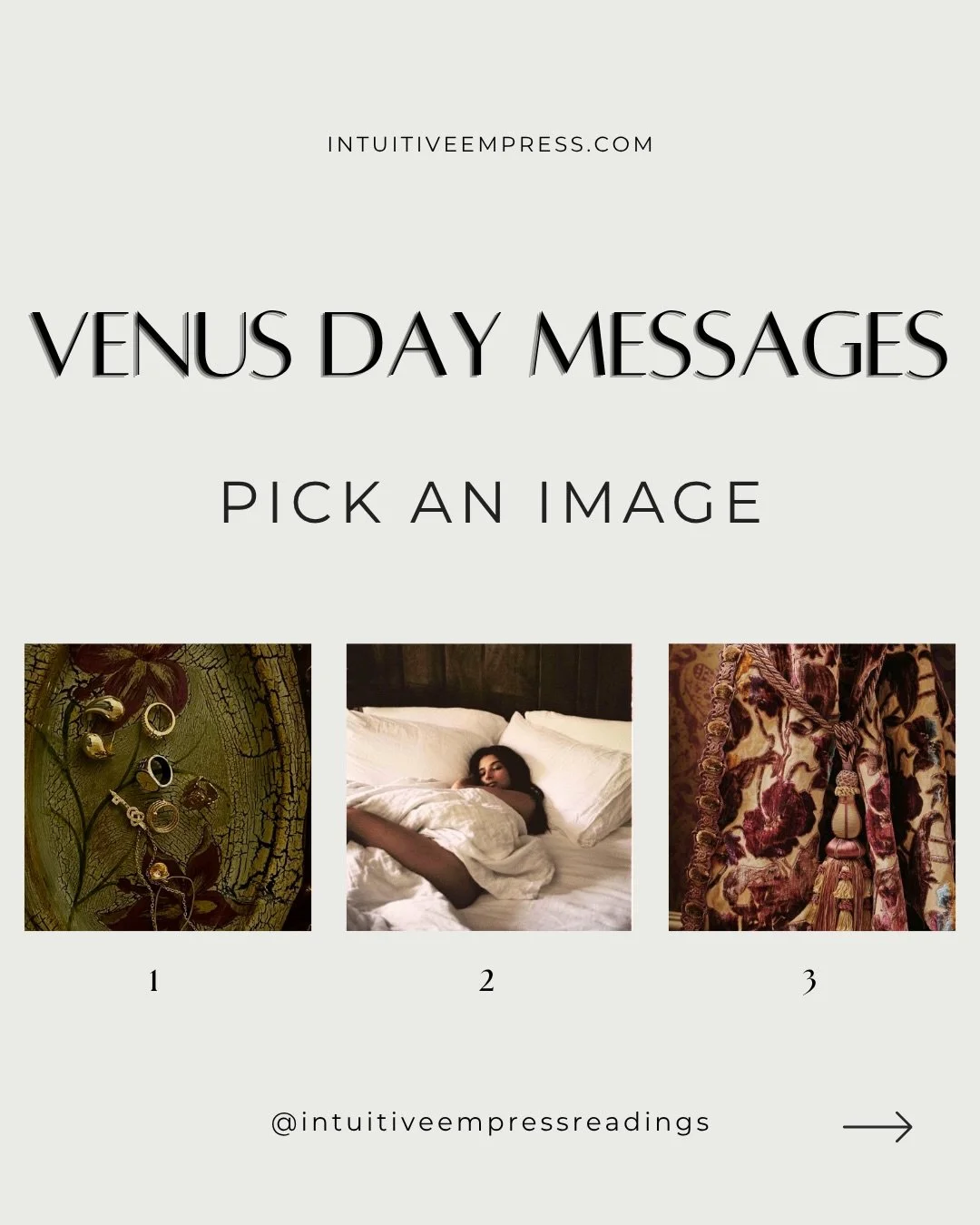 venus day messages 🦢🌿 pick an image 

&bull;

Before choosing your image, make sure you are hydrated &amp; grounded. Take a few nourishing breaths and select using your intuition. Don&rsquo;t overthink it. These are general readings &amp; for enter