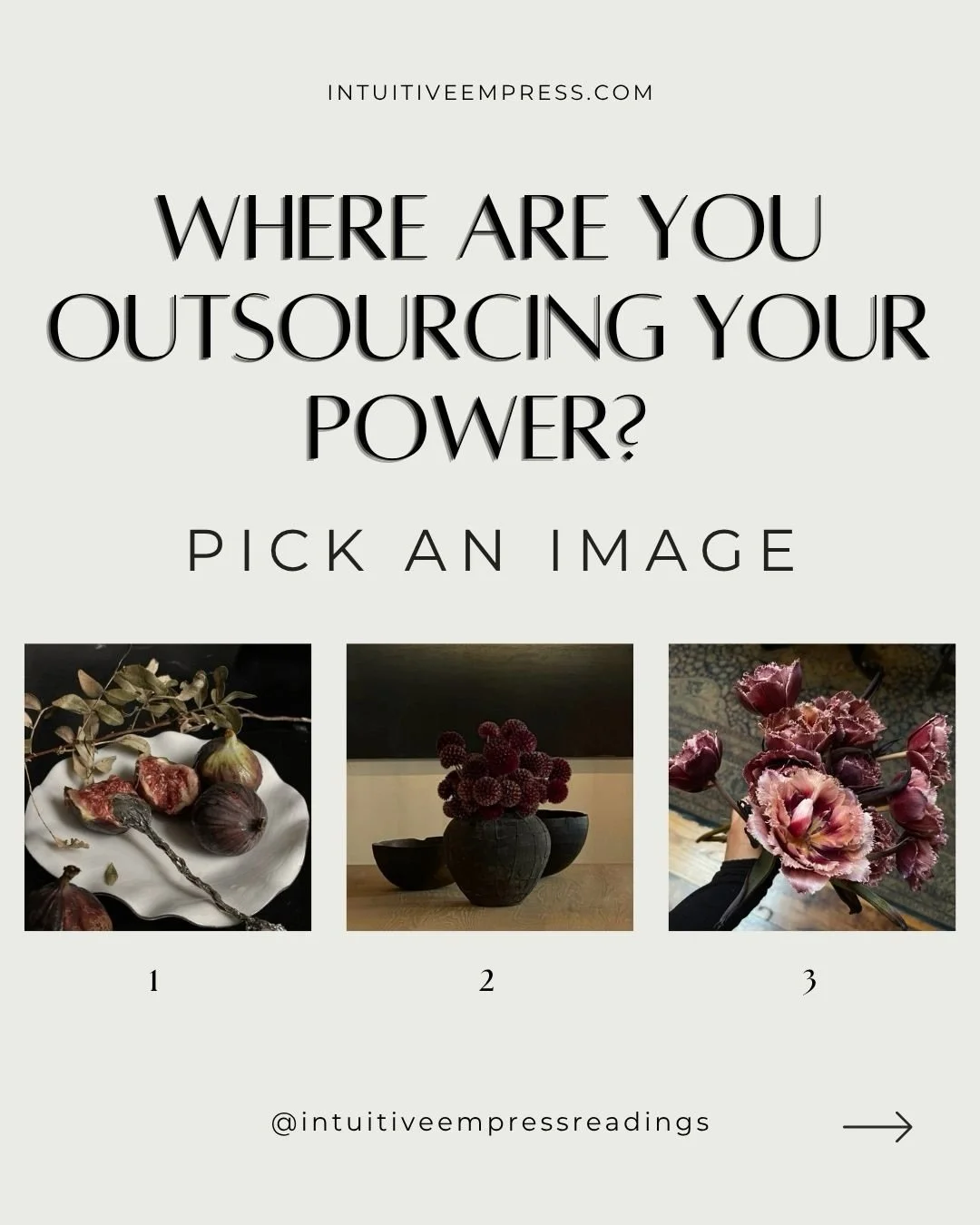 where are you outsourcing your power? 🫀🐦&zwj;⬛🏯 pick an image 

&bull;

Before choosing your image, make sure you are hydrated &amp; grounded. Take a few nourishing breaths and select using your intuition. Don&rsquo;t overthink it. These are gener