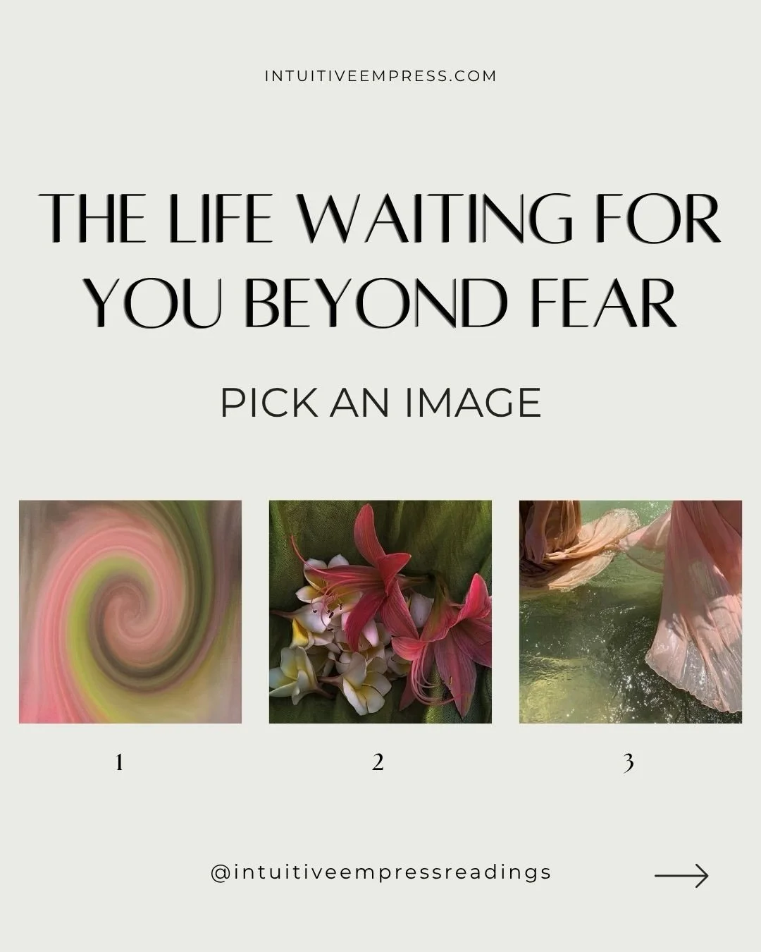 The life waiting for you beyond fear 💿🍃🪡 pick an image 

&bull;

Before choosing your image, make sure you are hydrated &amp; grounded. Take a few nourishing breaths and select using your intuition. Don&rsquo;t overthink it. These are general read