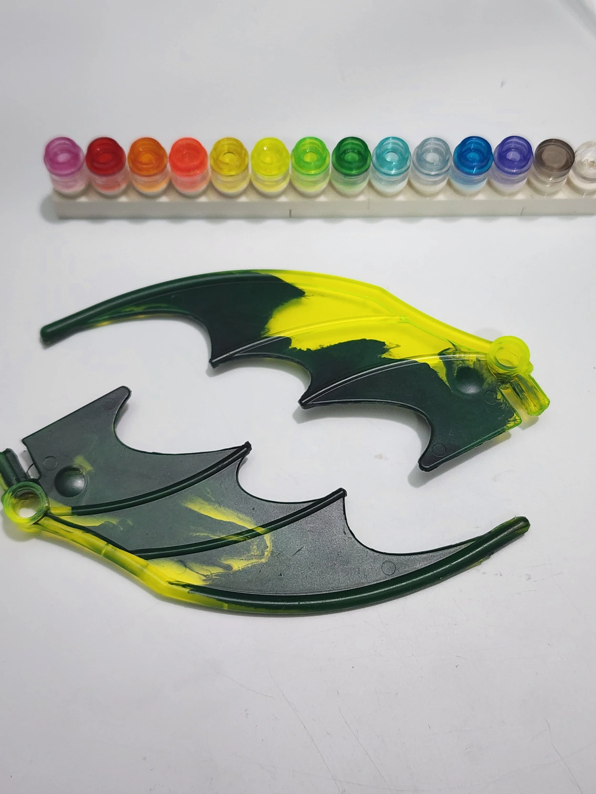 Trans neon green and black wing set